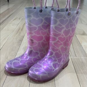 Western Chief Pink and Purple Heart Rain Boots size US 11 kids